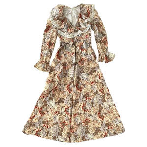 Irene Kasmer Vintage 60s Dress Womens Size XXS Romantic Lace Ruffle Floral